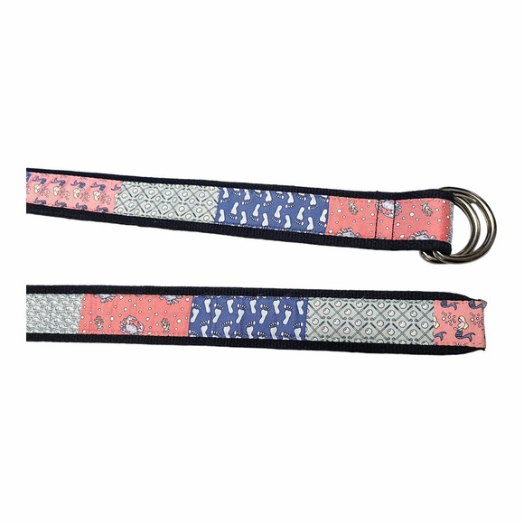VINEYARD VINES Patchwork D-Ring Belt Navy Blue Trim Canvas Large Cape Cod EUC main image 6